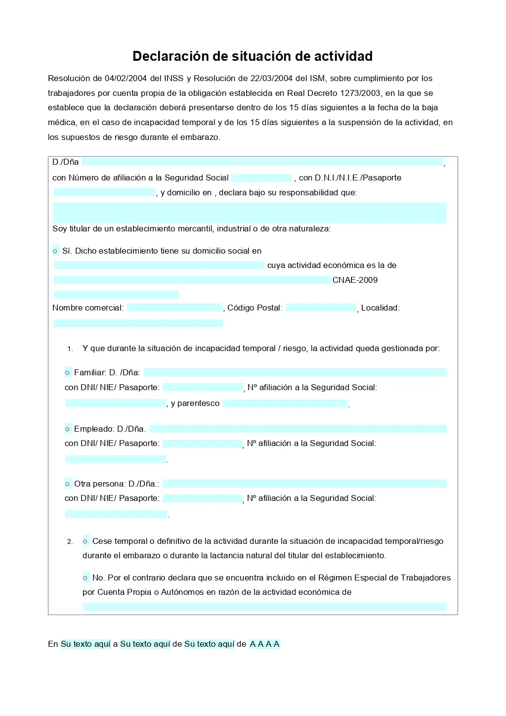 Modello di Certificato SS3